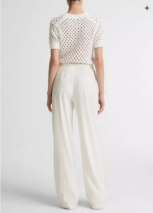 VINCE Joan High-Rise Linen Pull On Pant - Off White