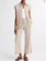 VINCE Ticking Stripe Linen Cotton Low Rise Flare Trouser - Taupe Wood
