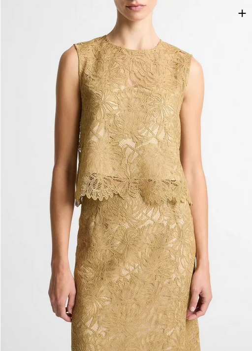 VINCE Lace Shell - Soft Gold