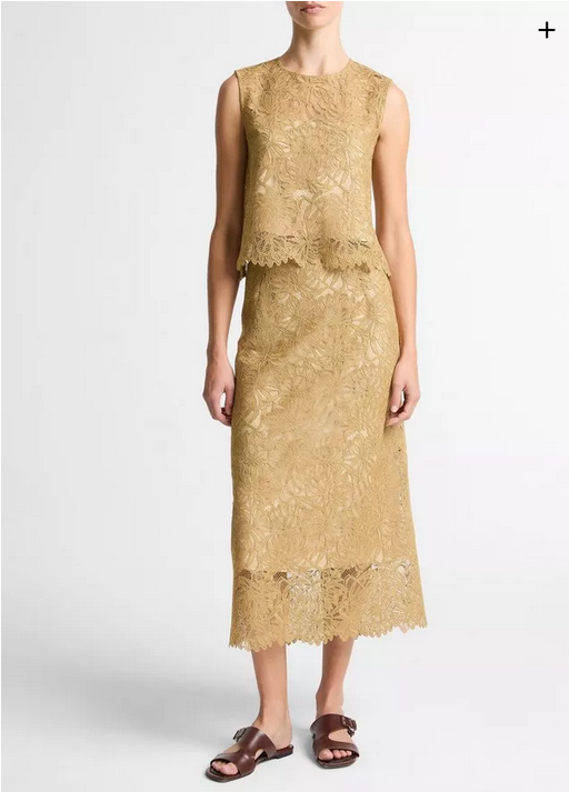 VINCE Lace Shell - Soft Gold