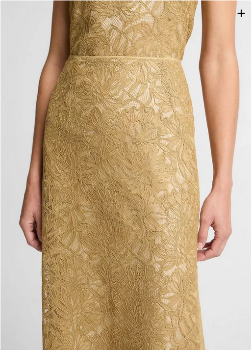 VINCE Lace Slip Skirt - Soft Gold