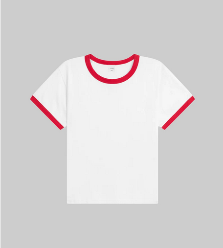 LESET Margo Ringer Tee - Cerise White