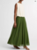 VINCE Crinkled Plissé Cotton-Blend Maxi Skirt - Herb