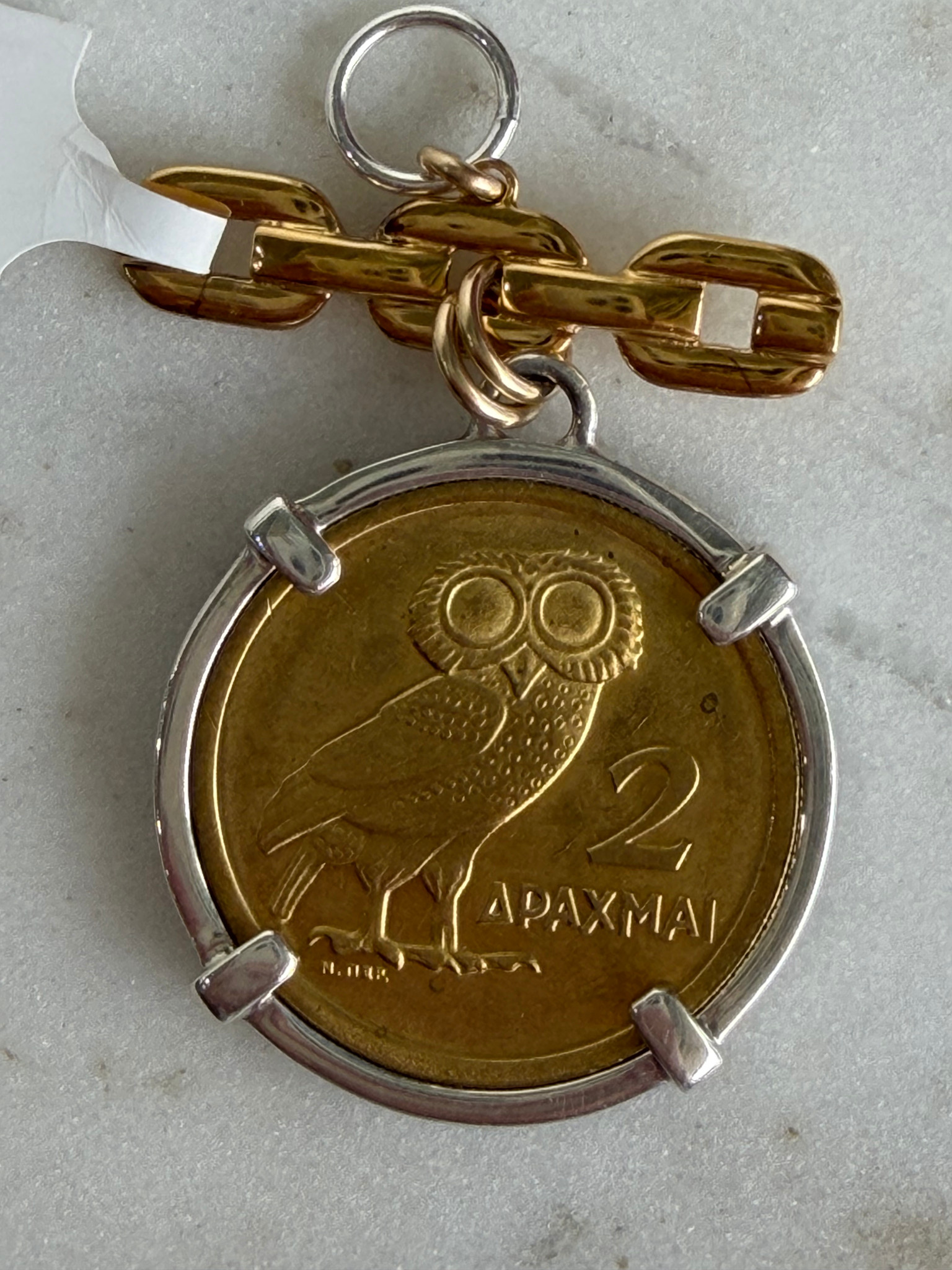 SENNOD Two Tone Greek Owl Coin Vignette