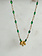 SENNOD Green Enamel & Gold 3 Ring Necklace - 17"