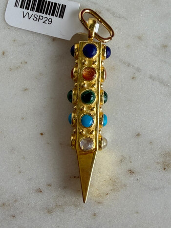 SENNOD Tapered Gold Multi Stone Cabochon Vignette