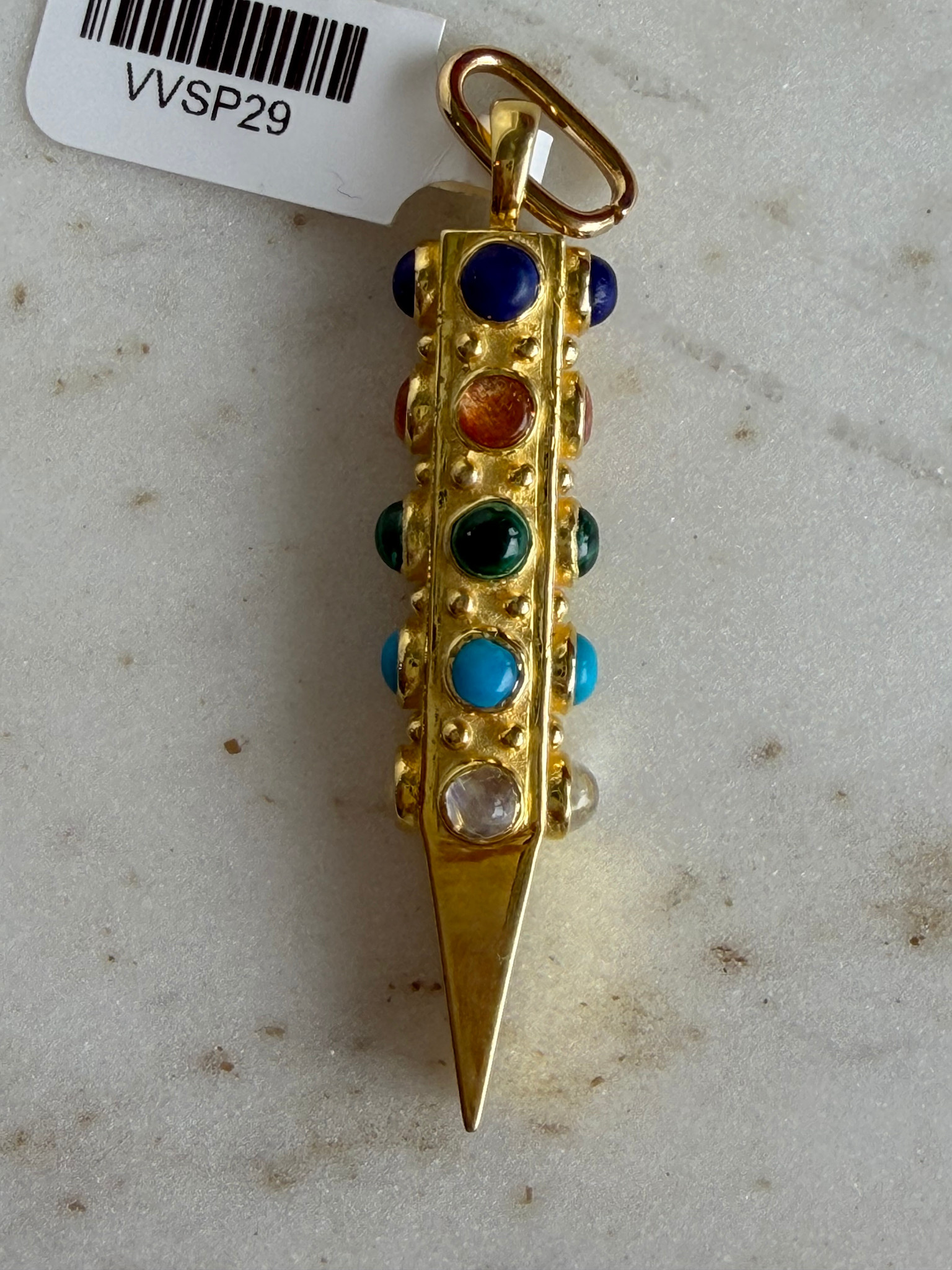 SENNOD Tapered Gold Multi Stone Cabochon Vignette