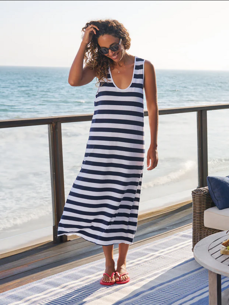 FRANK & EILEEN Dylan Scoop Maxi Dress - Nautical Stripe