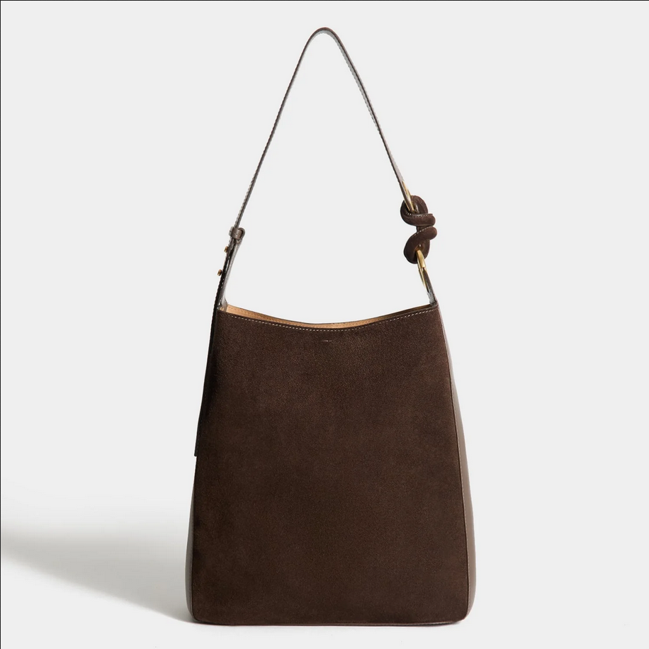 ANYA HINDMARCH Ringo Shoulder Bag - Truffle Brown Suede