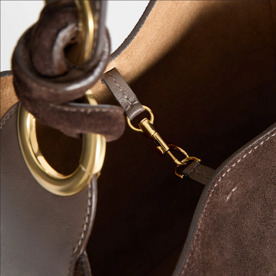 ANYA HINDMARCH Ringo Shoulder Bag - Truffle Brown Suede
