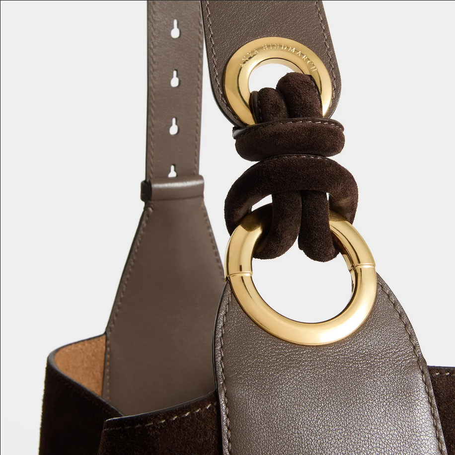 ANYA HINDMARCH Ringo Shoulder Bag - Truffle Brown Suede