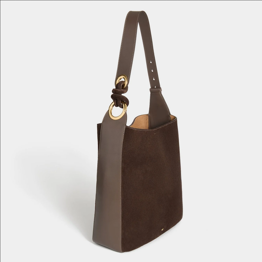 ANYA HINDMARCH Ringo Shoulder Bag - Truffle Brown Suede