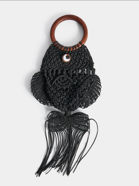 ANYA HINDMARCH Macrame Fish Clutch - Black