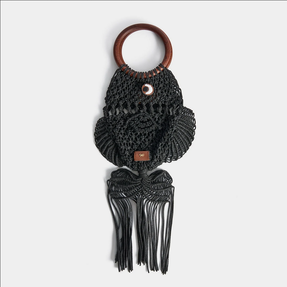ANYA HINDMARCH Macrame Fish Clutch - Black