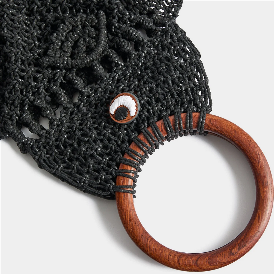 ANYA HINDMARCH Macrame Fish Clutch - Black