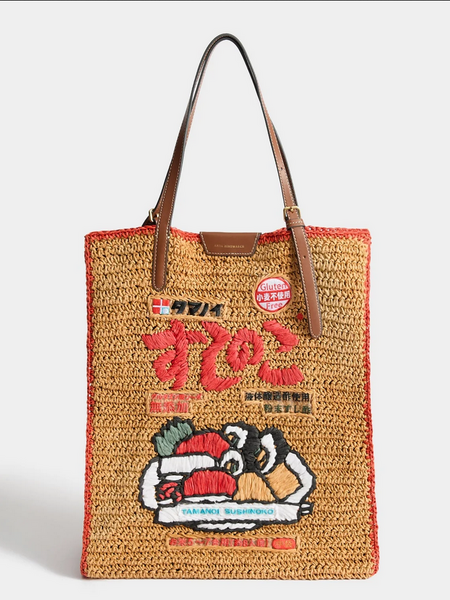 ANYA HINDMARCH Sushi No Ko North South Raffia Tote