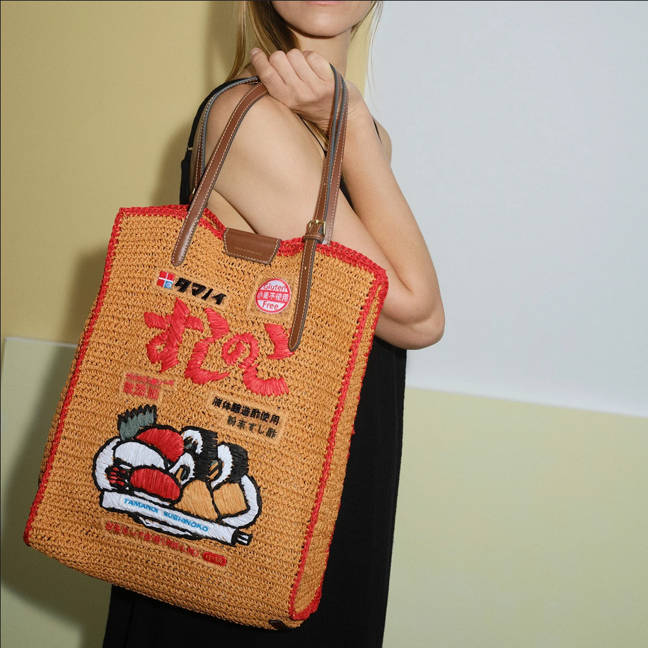 ANYA HINDMARCH Sushi No Ko North South Raffia Tote