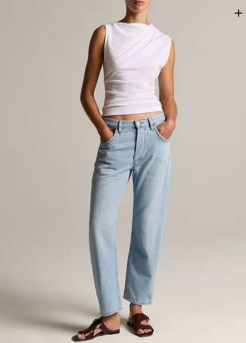 VINCE Pima Cotton Draped Sleeveless Top - Optic White