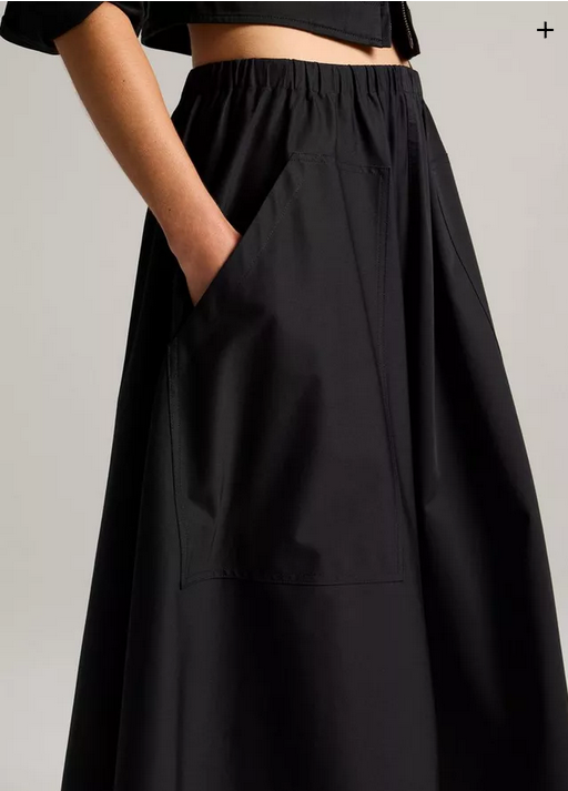 VINCE Cotton Full Skirt - Black