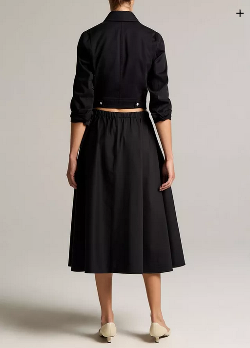 VINCE Cotton Full Skirt - Black