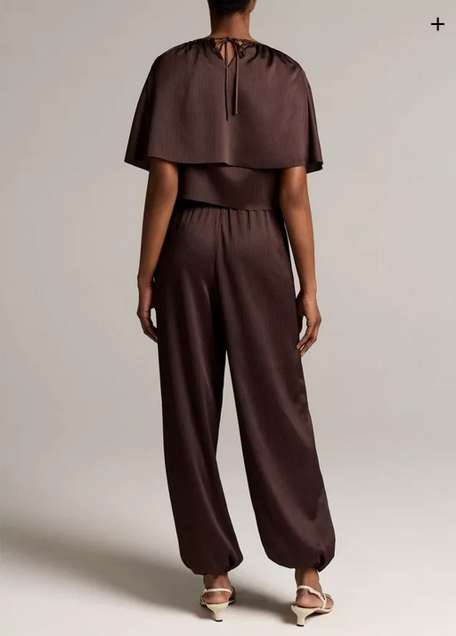 VINCE Mid-Rise Plissé Drawcord-Hem Pant - Iron