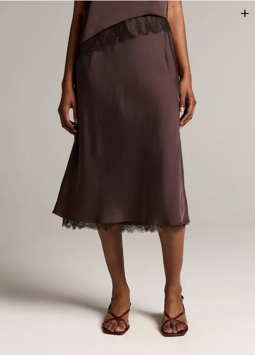VINCE Lace-Trim Satin Slip Skirt - Iron