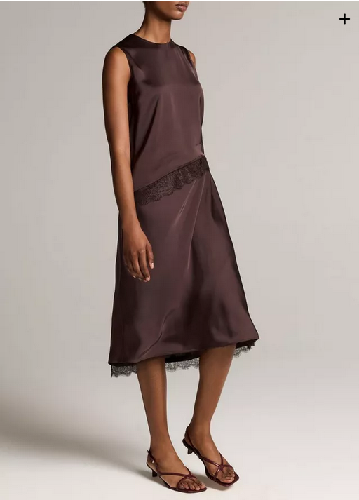VINCE Lace-Trim Satin Slip Skirt - Iron