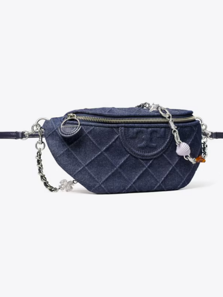 TORY BURCH Fleming Denim Charm Belt Bag - Blue