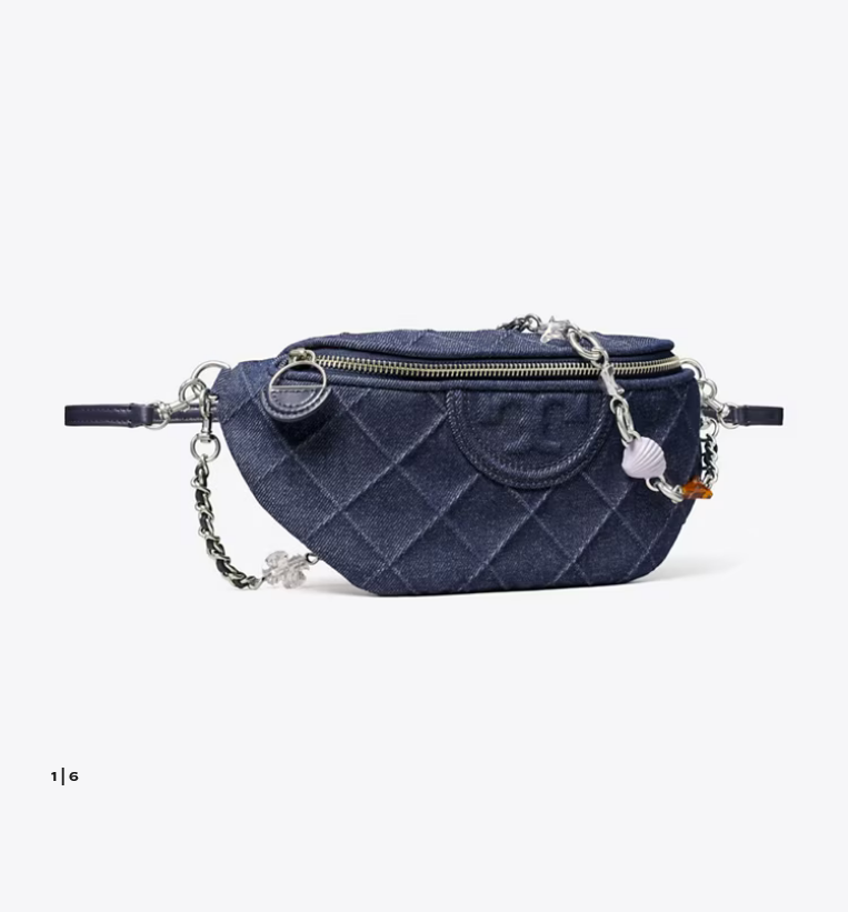TORY BURCH Fleming Denim Charm Belt Bag - Blue