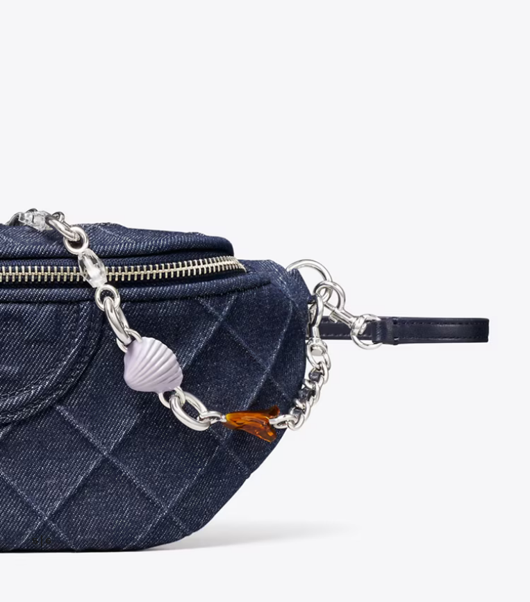 TORY BURCH Fleming Denim Charm Belt Bag - Blue