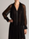 VINCE Heat-Set Dot Chiffon Gathered Blouse - Black