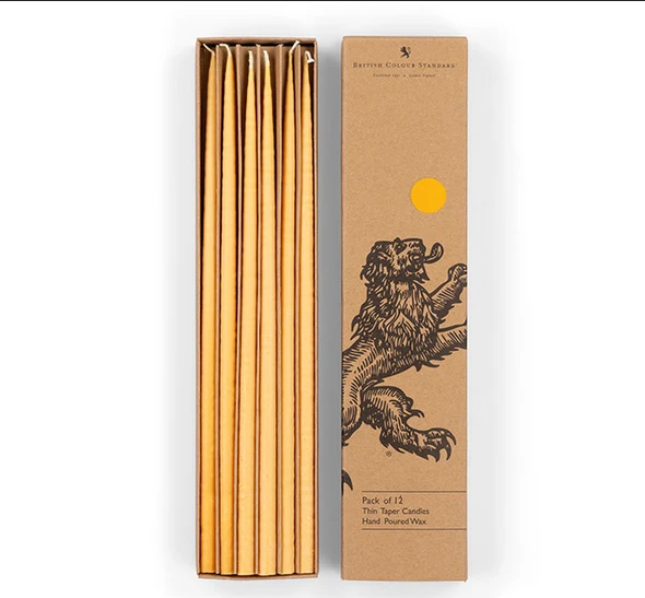 BRITISH COLOUR STANDARD Thin Taper Candle Set of 12 - Saffron