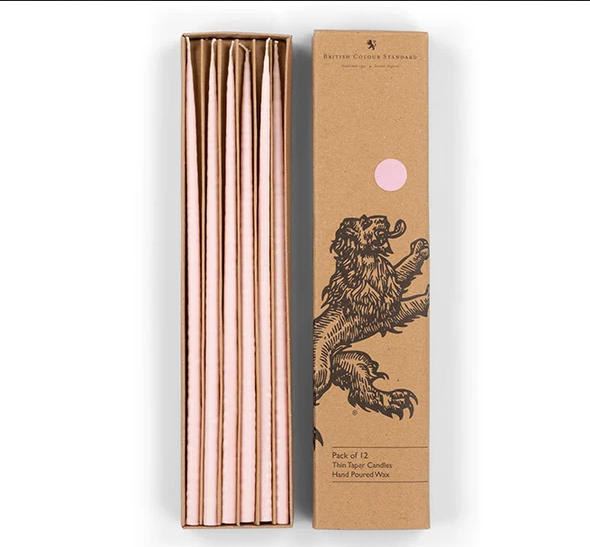 BRITISH COLOUR STANDARD Thin Taper Candle Set of 12 - Orchid Pink
