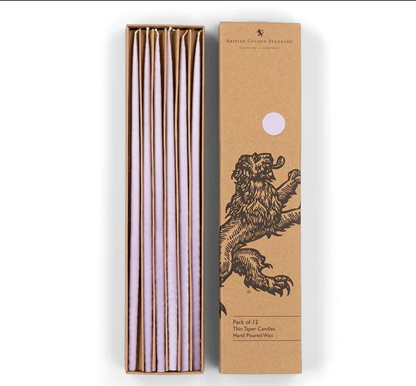 BRITISH COLOUR STANDARD Thin Taper Candle Set of 12 - Verbena Mauve