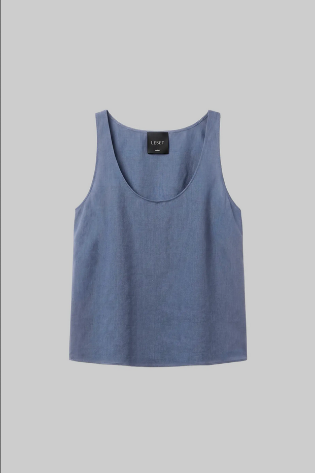 LESET Kim Scoop Tank - Denim