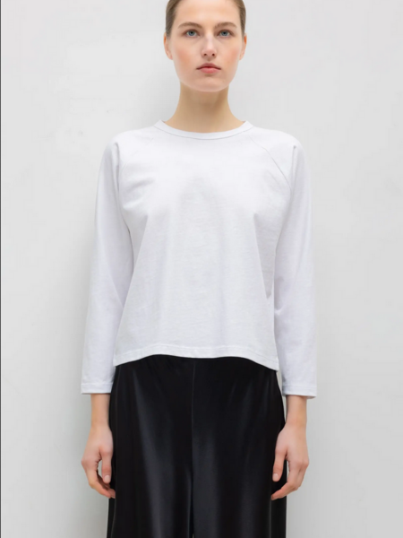 LESET The Margo Long Sleeve Baseball Tee - White