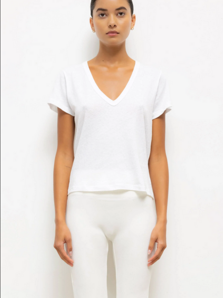 LESET Laura V Neck Tee - White