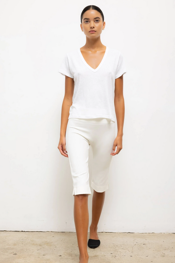 LESET Laura V Neck Tee - White