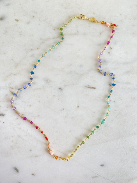MALLARY MARKS Spun Sugar Necklace - Rainbow Stones 19.25"