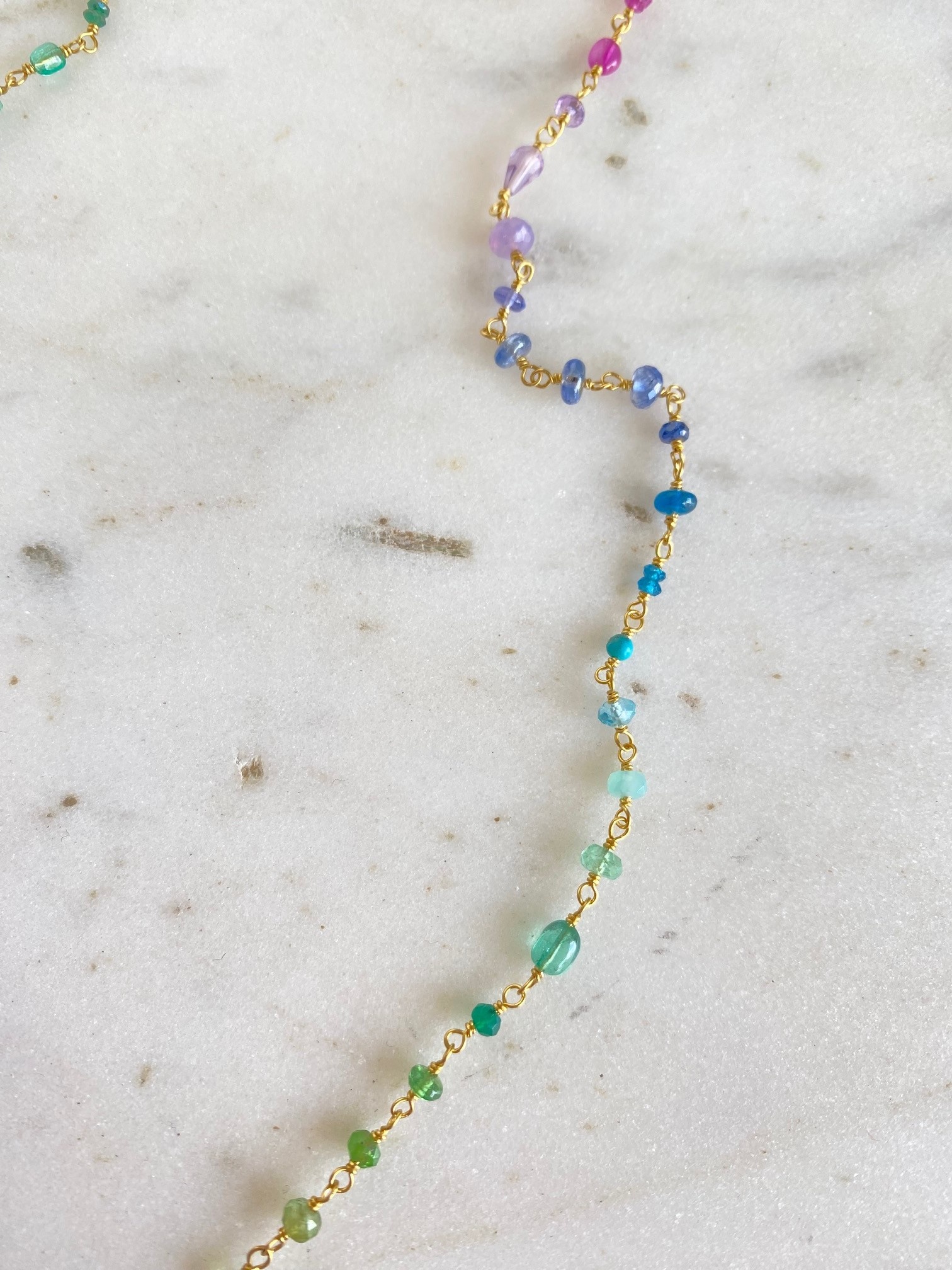 MALLARY MARKS Spun Sugar Necklace - Rainbow Stones 19.25"