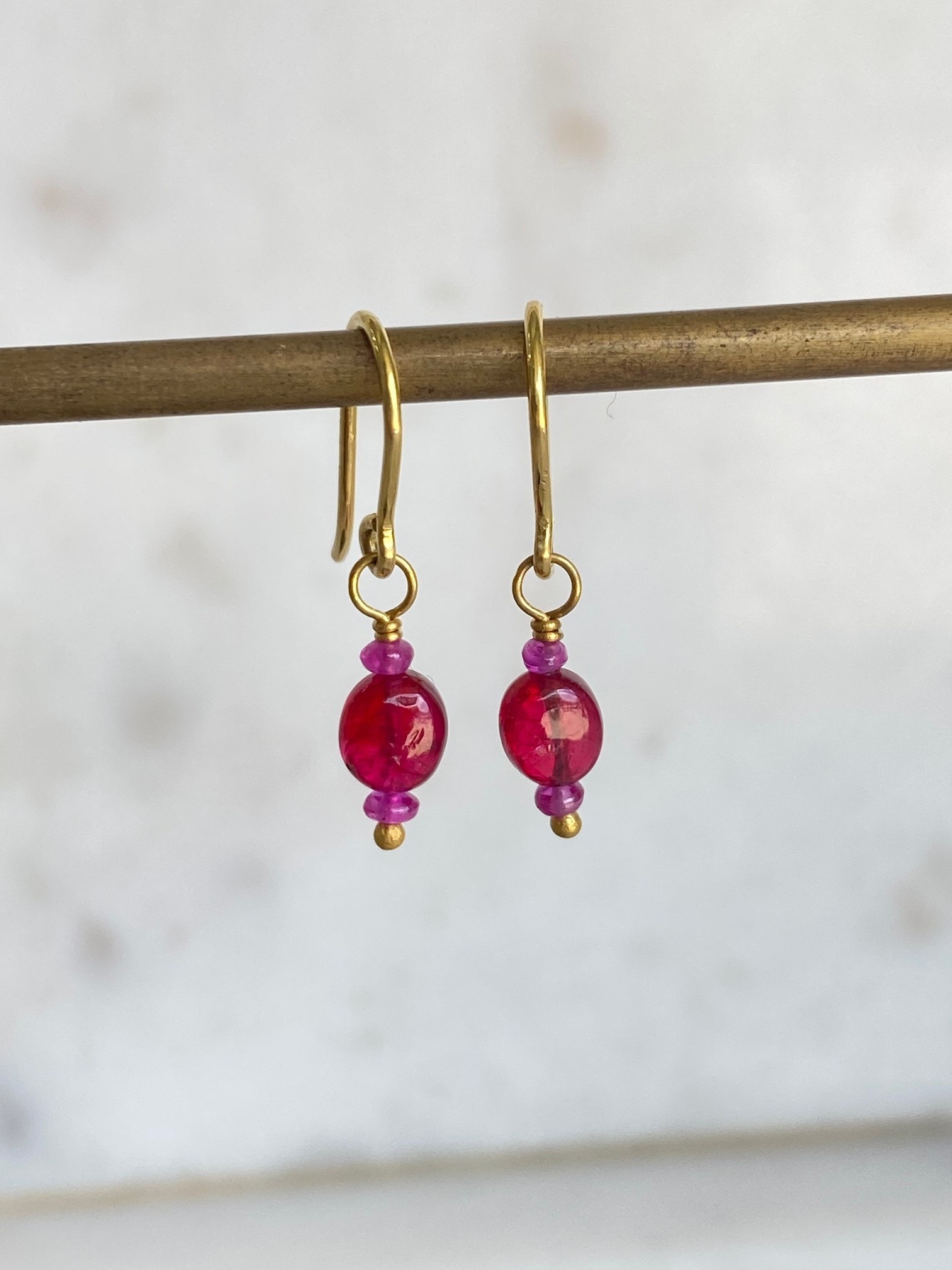 MALLARY MARKS Spun Sugar Earrings - Ruby with Oval Red Spinel