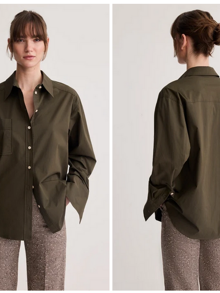 SMYTHE Classic Relaxed Shirt - Olive Poplin