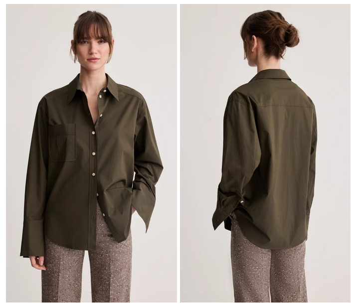 SMYTHE Classic Relaxed Shirt - Olive Poplin
