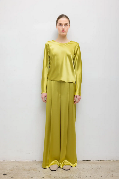 LESET Barb Pleated Trouser - Chartreuse