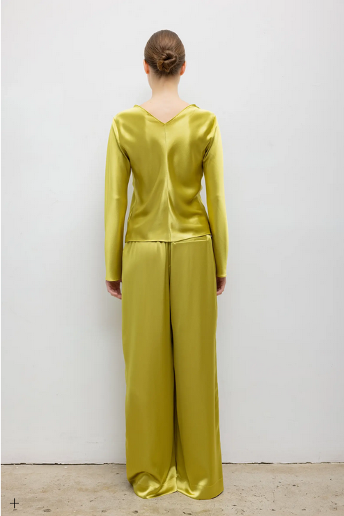 LESET Barb Pleated Trouser - Chartreuse