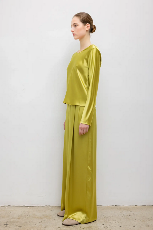 LESET Barb Pleated Trouser - Chartreuse