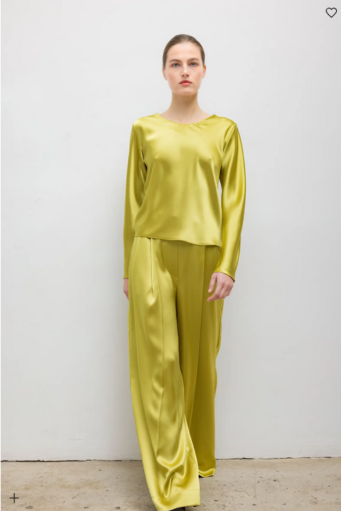 LESET Barb Pleated Trouser - Chartreuse