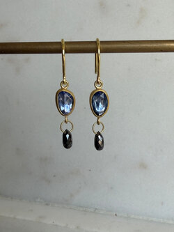 MALLARY MARKS Apple & Eve Earrings - Rosecut Quirky Sapphires & Black Diamonds