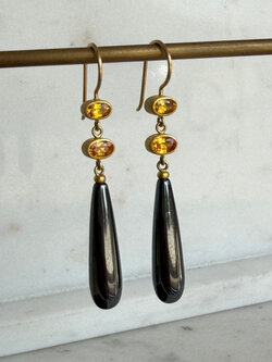 MALLARY MARKS 3 Tiered Earrings - Orange/Yellow Sapphire & Hematite