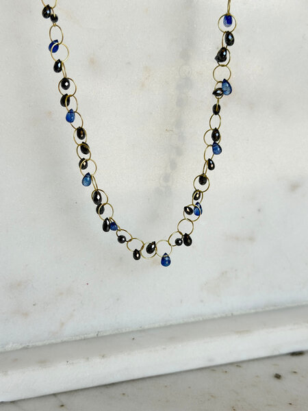 MALLARY MARKS Circus Briolette Necklace - Black Diamond & Navy Blue Sapphire Briolettes